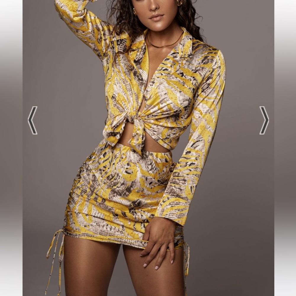 YELLOW ARLA SNAKE PRINT SET — Small